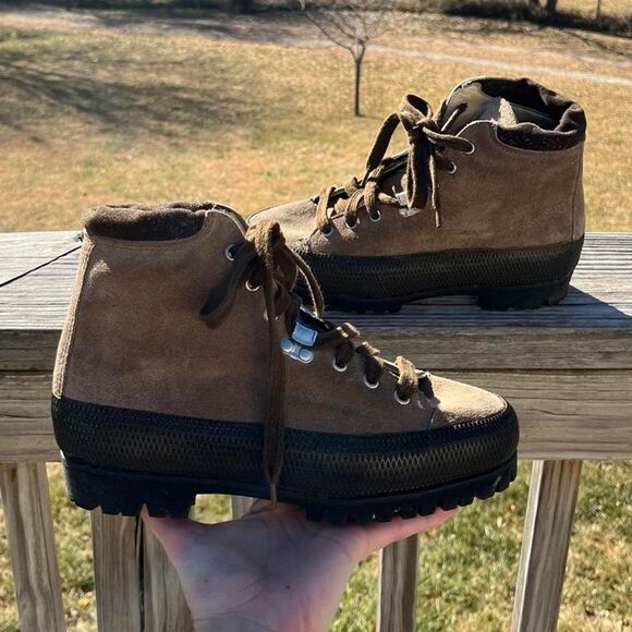 Vintage Shoes - 80s Vintage Garmisch German Suede Leather Gorpcore Snow Ski Boots 6.5 Womens
